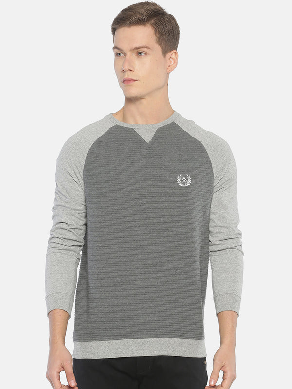 Grey Melange Full Sleeve Sweatshirt for men