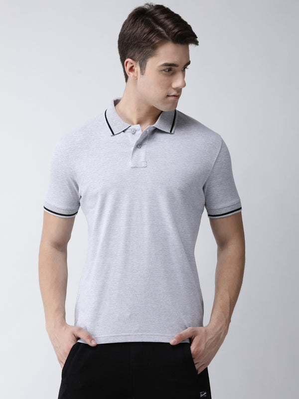 Men's Grey Melange Go-Polo Odour-Free T-Shirt