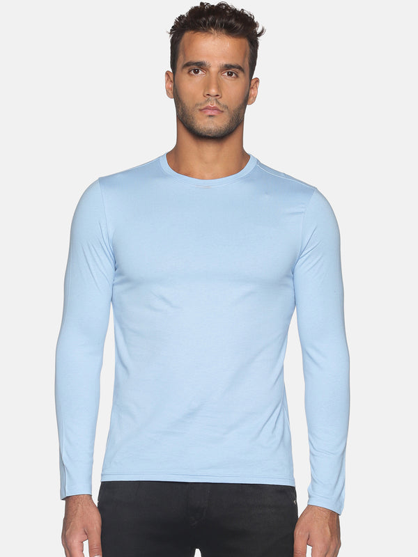 Organic Cotton Blue lagoon Full Sleeve T-Shirt for Men
