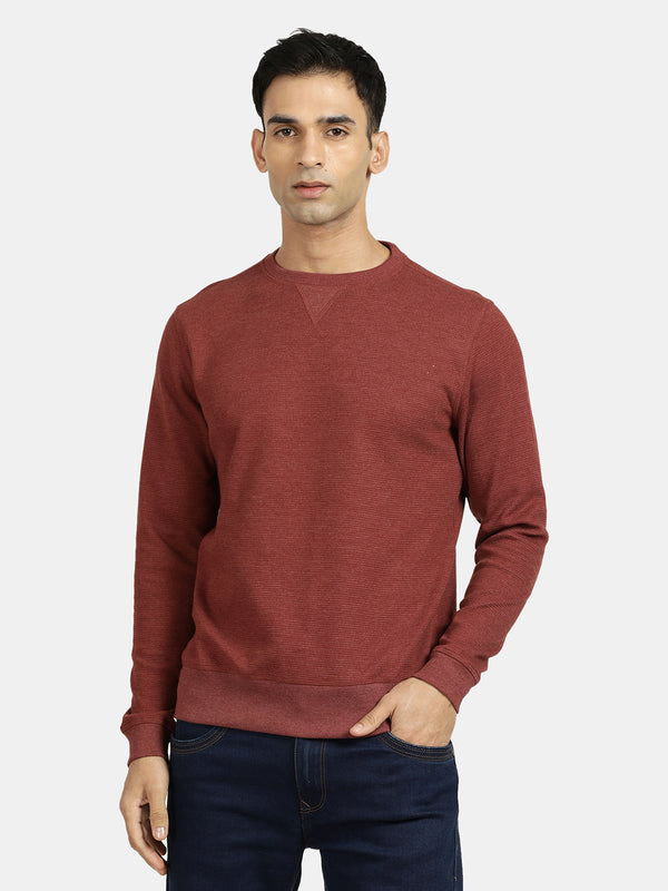Dark Berry Waffle Knit Sweatshirt for men