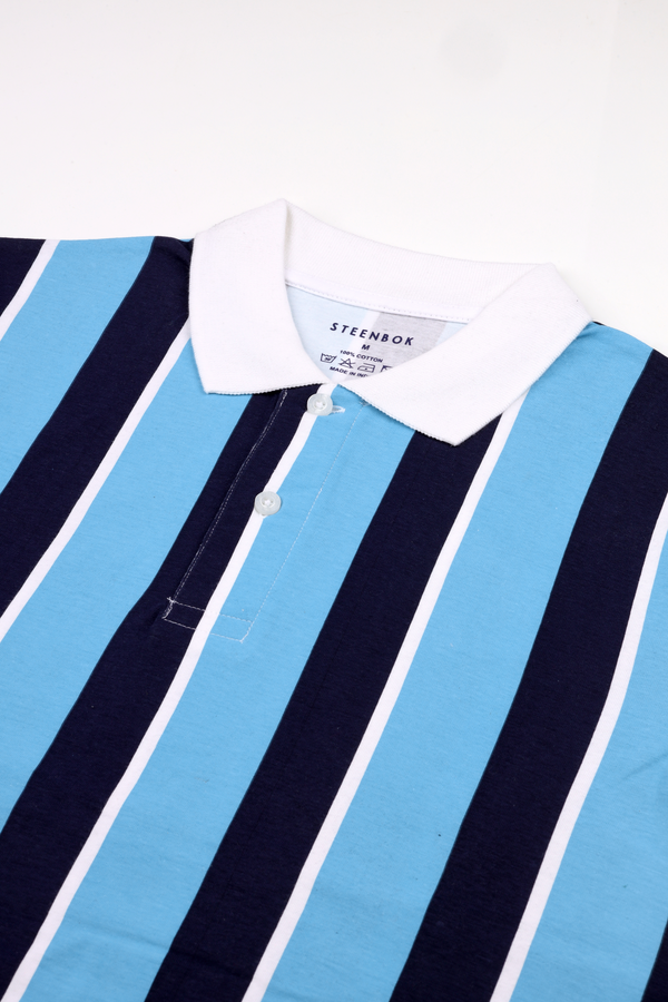 Men's NavyBlue Vertical Striped Polo T-Shirt