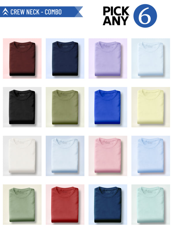 Pick Any 6 - Crew Neck Short Sleeve T-Shirt Combo