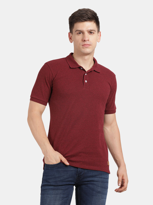 Men's Maroon Solid Polo t-shirt