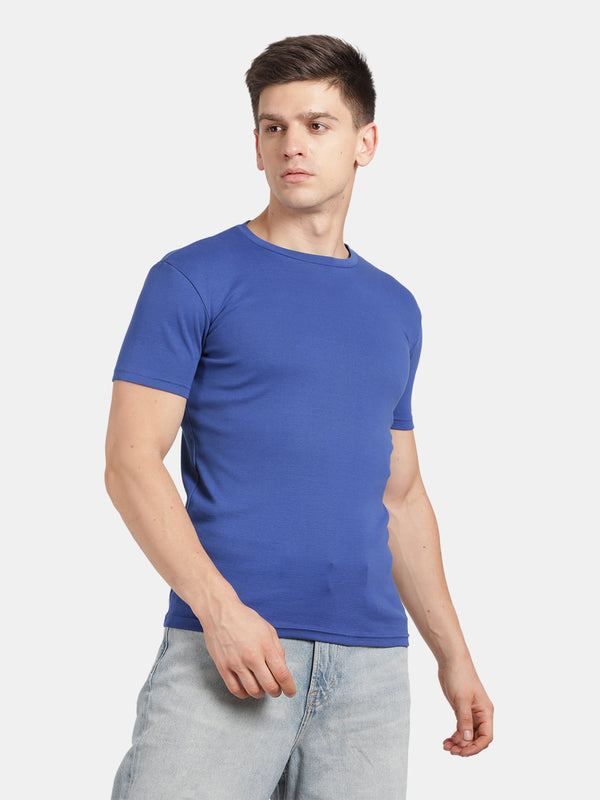 Men's Cobalt Blue Stretchred Basic Tshirt