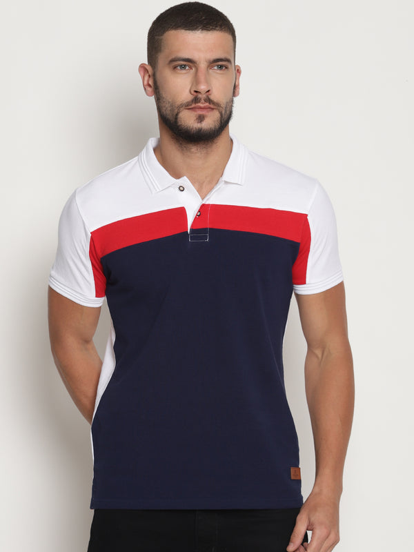 Men's Multi Color Cut & Sew Polo T-Shirt