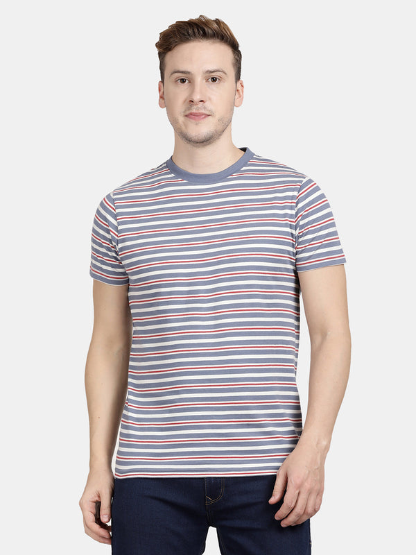 Blue Striped Basic T-Shirt