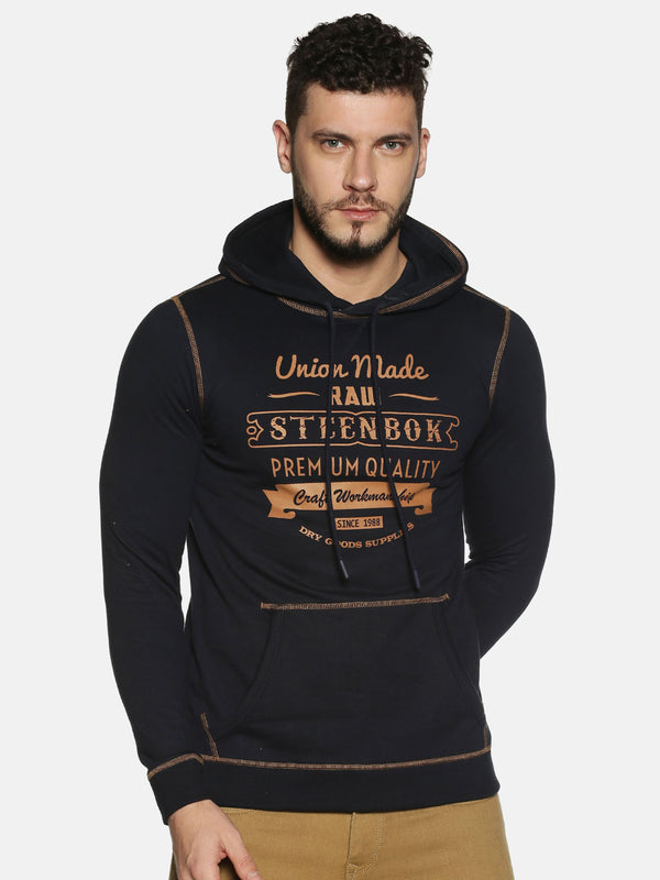 Men's Printed Black Hoodie