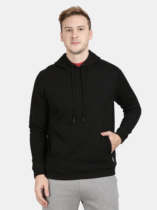 Men's Black Waffle Knit Hoodie
