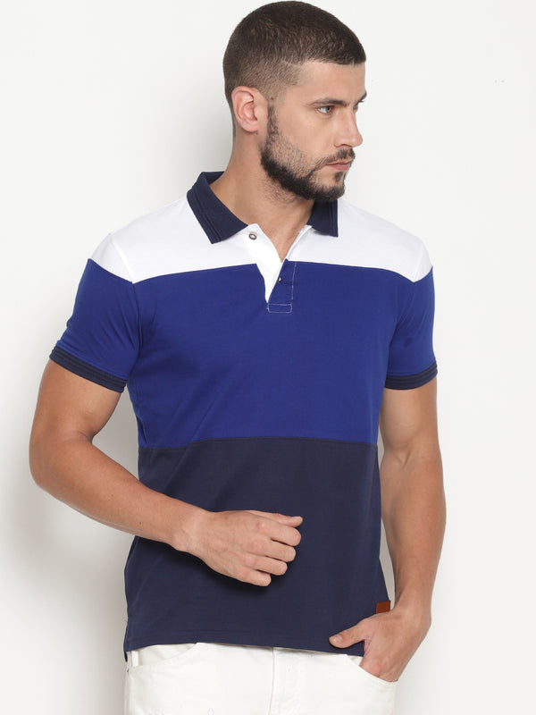 Men's Multi Colored Cut & Sew Polo T-Shirt