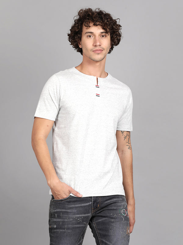 Lt.Grey Henley Neck T-Shirt for men
