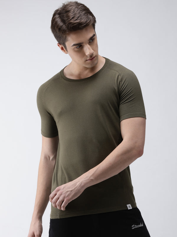 Men's Olive Green Raglan Odour-Free T-Shirt