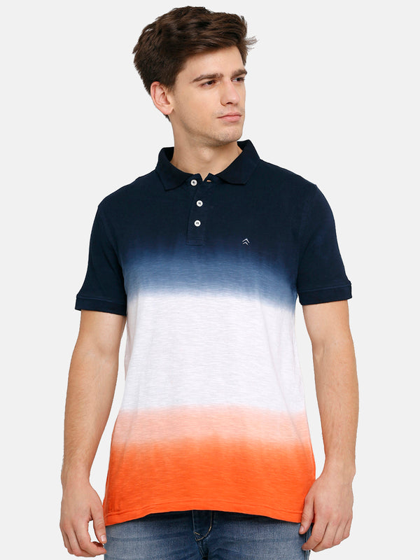 Men's Navy and White Polo T-Shirt