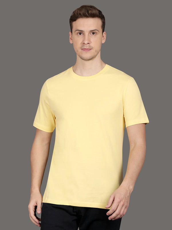 Men's Organic Cotton  Lemon yellow Crew Neck Tee