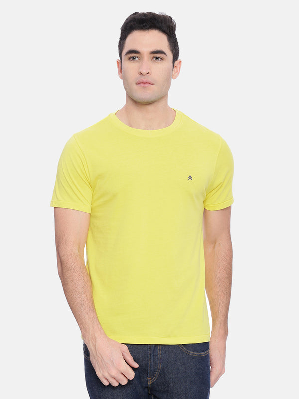 Men's Hampton Yellow Solid Crew Neck T-Shirt