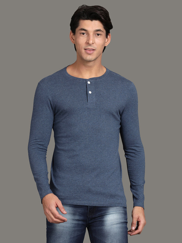 Men's Organic Cotton Rustic navy Fullsleeve Henley T shirts