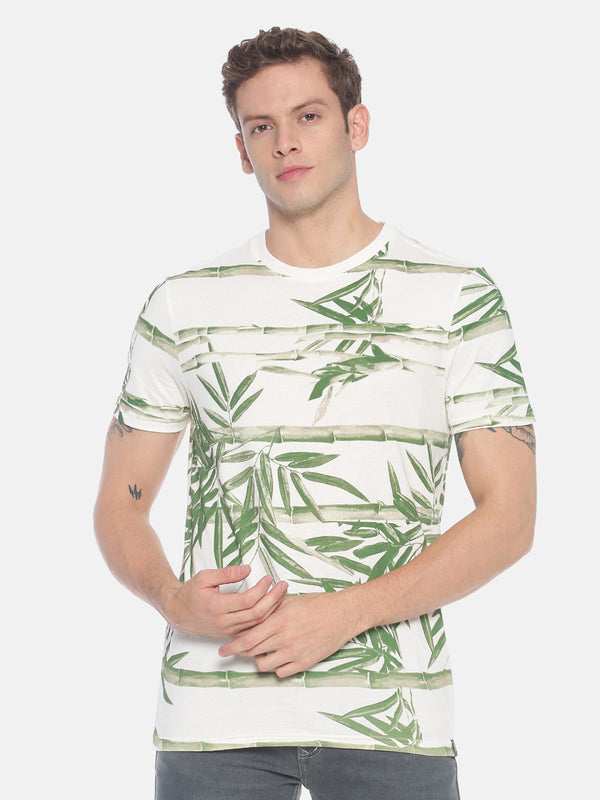 Men's Allover Printed Round Neck T-Shirt