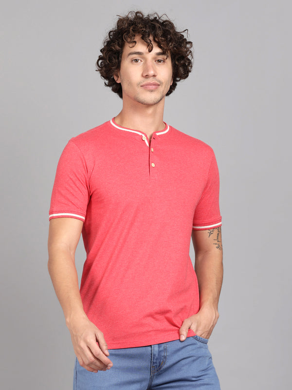 Red Henley Neck T-Shirt for men