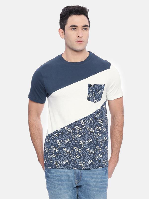 Men's Navy AOP Crew Neck T-Shirt