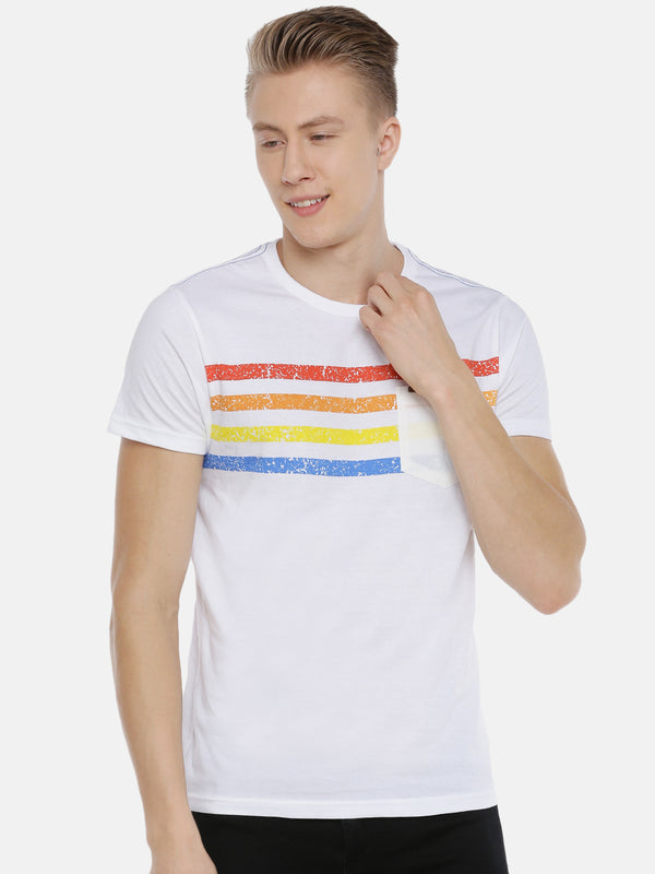 Men's Multi-Color Striped Crew Neck T-Shirt