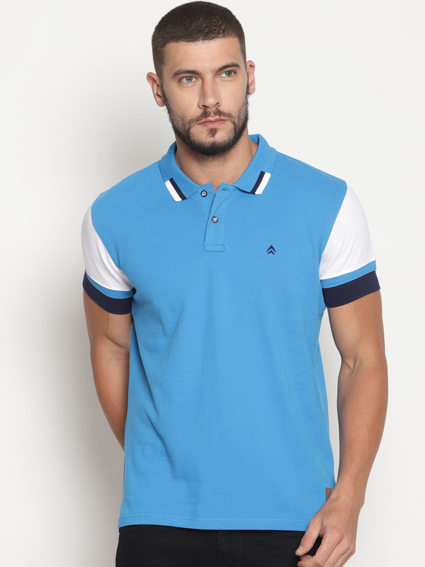 Men's Tri-Color Cut & Sew Polo T-Shirt