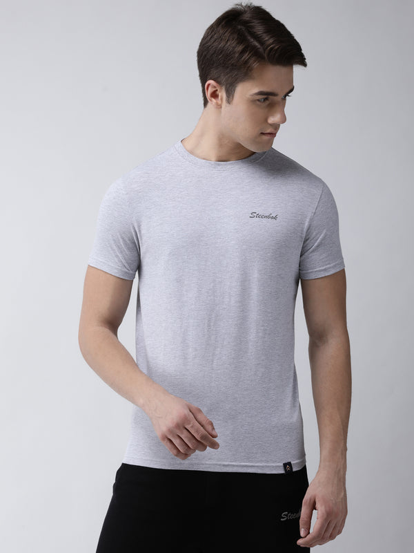 Men's Grey Melange Odour-Free Crew Neck T-Shirt