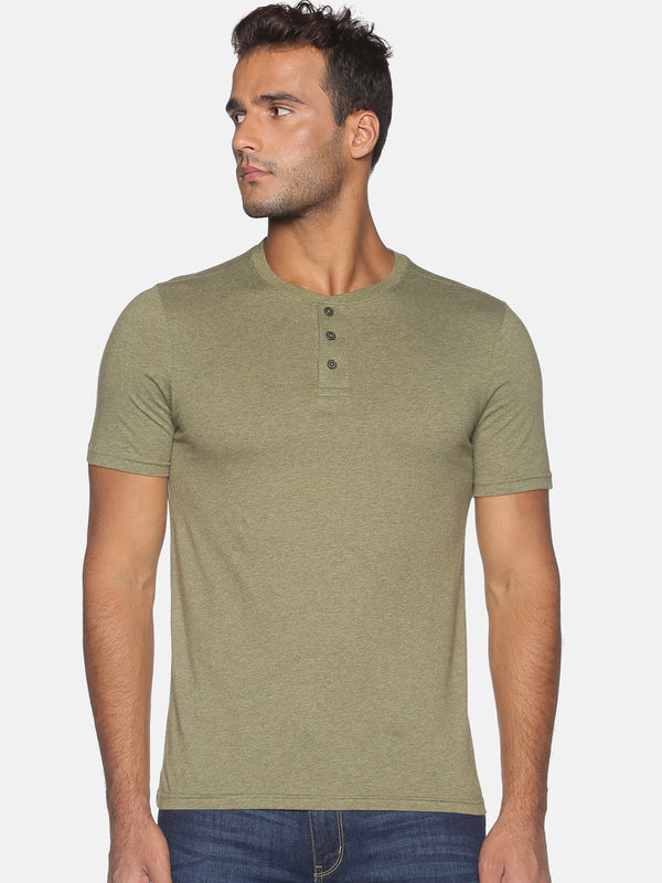 Men's Organic Cotton Olive Henley T shirts
