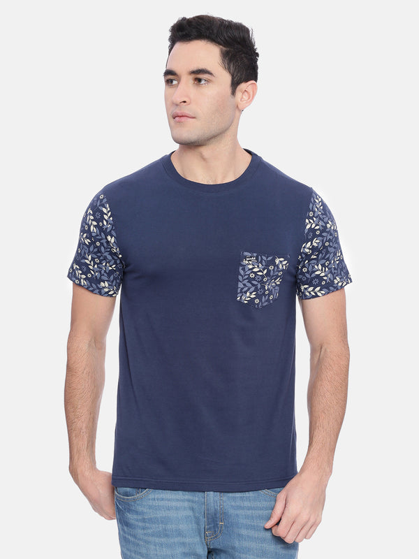 Men's Navy Solid Crew Neck T-Shirt