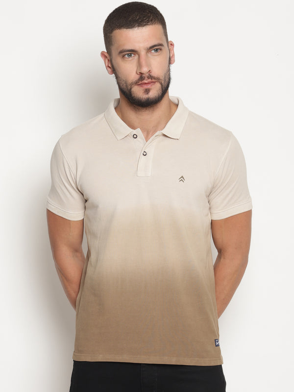 Men's Dip dye Brown Gradiation Polo T-Shirt