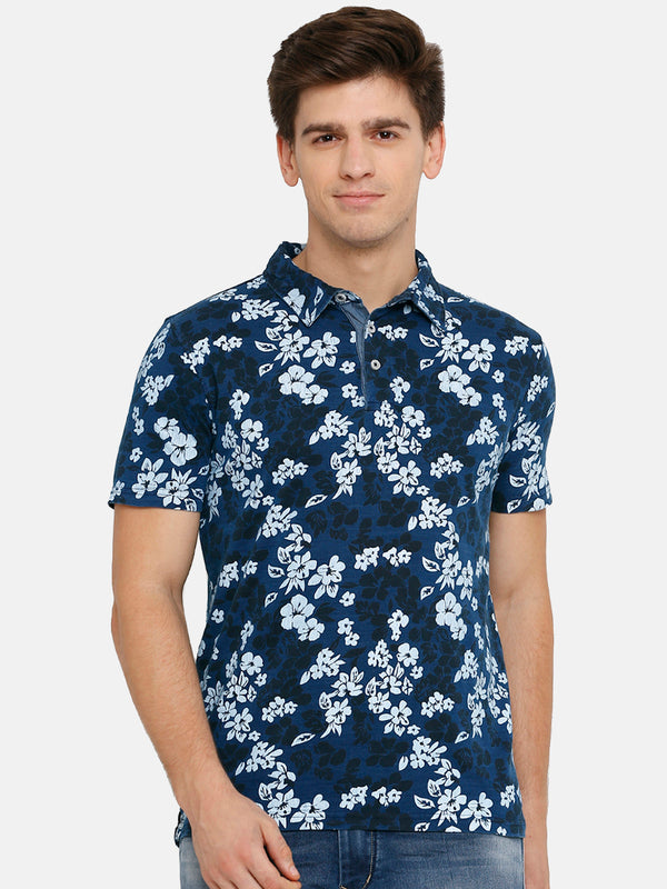 Men's Indigo AOP Polo T-Shirt