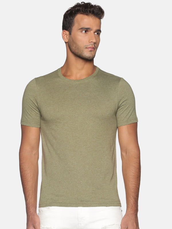 Men's Organic Cotton Olive Heather Crew Neck Tee