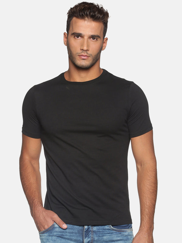 Men's Organic Cotton Jet black Crew Neck Tee