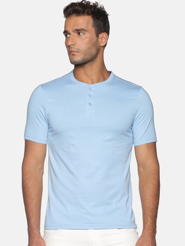 Men's Organic Cotton Blue Henley T Shirts