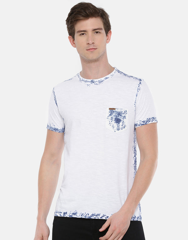Men's White Dyed Crew Neck T-shirt