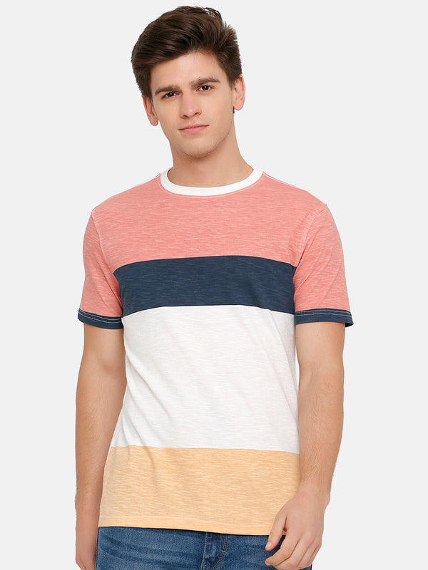 Men's Multicoloured colourblocked Crew Neck T-Shirt