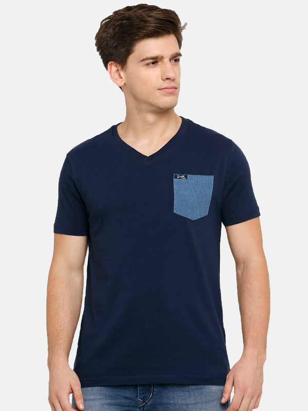 Men's Navy V Neck T-Shirt