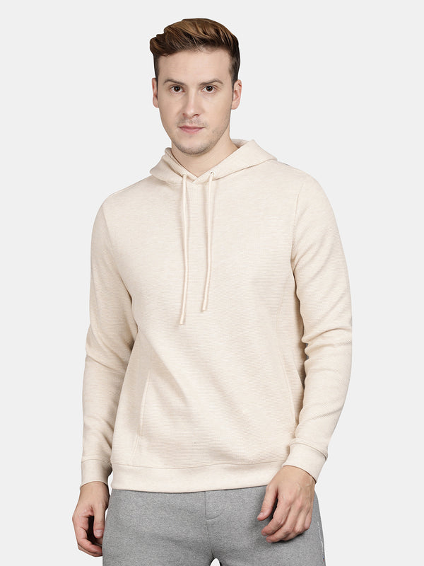 Men's Half White Waffle Knit Hoodie