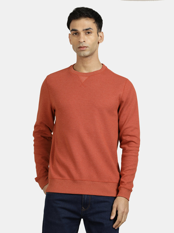 Rust Spice Waffle Knit Sweatshirt for men