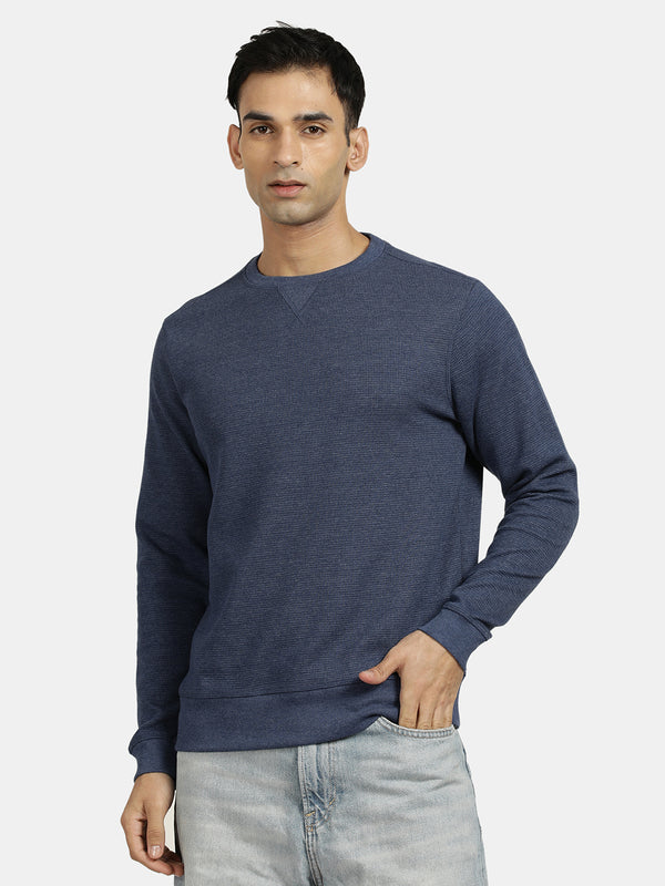 Blue Topaz Waffle Knit Men's Sweatshirt