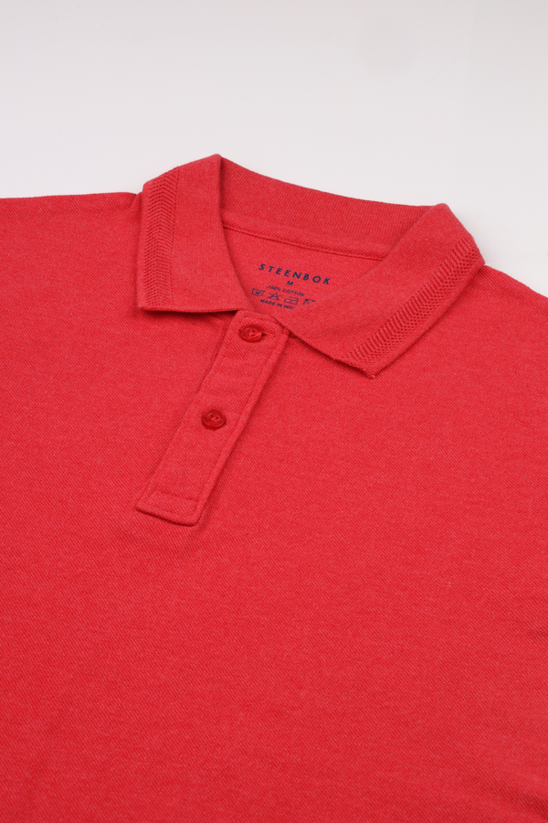 Red Melange Men's Double Tuck Pique Polo