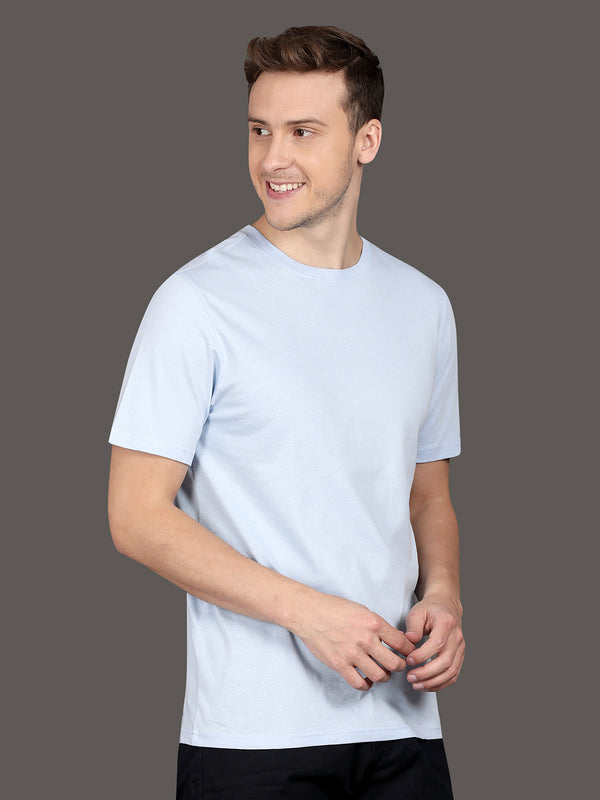 Men's Organic Cotton Lite Blue Crew Neck Tee